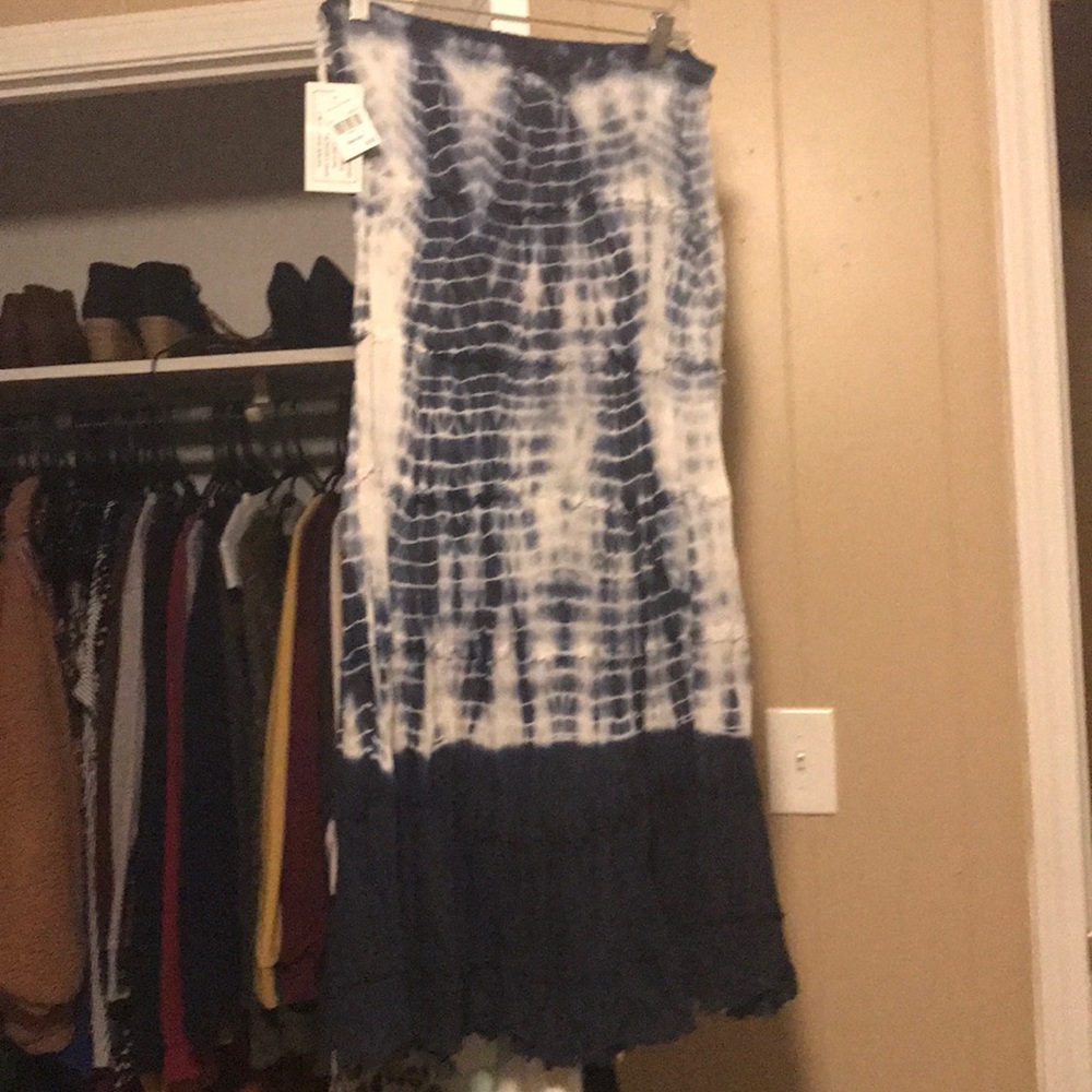 Blue tie dye maxi skirt